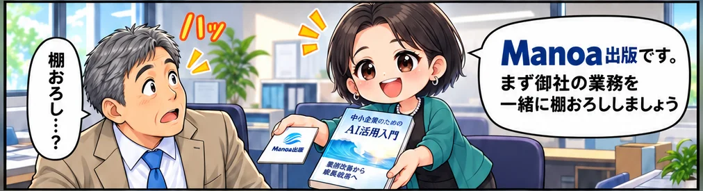 Manoa出版の紹介漫画 2コマ目